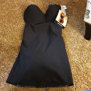 Naomi&Nicole Strapless Bra Slip 36 D Black. NWT